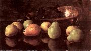 Otto Scholderer, Stilleben mit Birnen und Trauben in Kupferschale